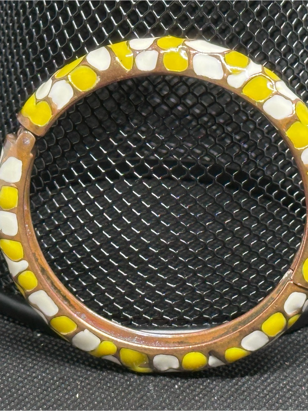 Yellow & White Enamel Bangle Bracelet
